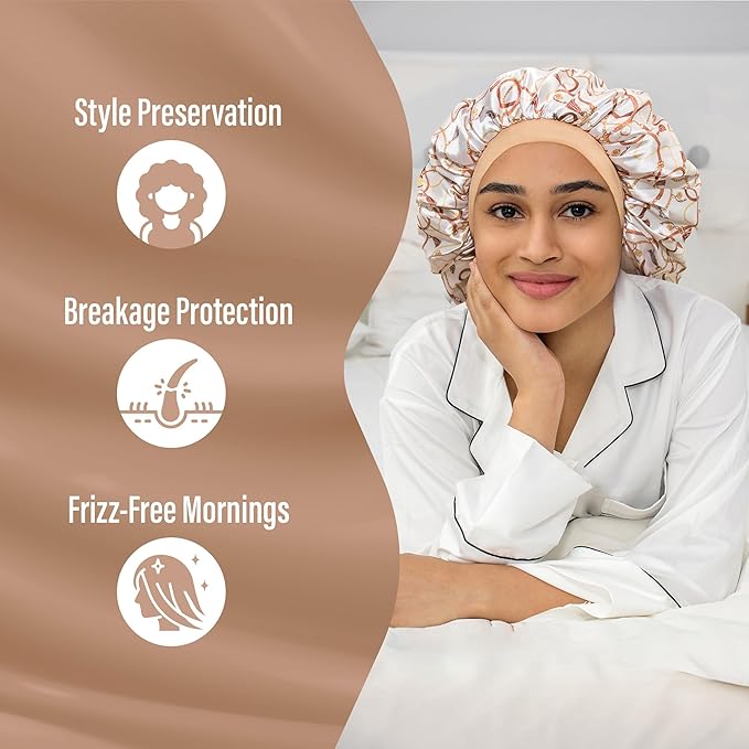 Satin Bonnet Adjustable Sleeping Silk Bonnet Black Women Men Double Layer Satin Silk Sleep Cap Hair Wrap Large Curly Hair