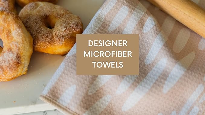 || 3 Pack|| Kitchen Towels || Dish Towels || Tea Towels || Highly Absorbent || Hanging Loop || Dish Cloths || Modern || Designer Prints (Beige/Black)