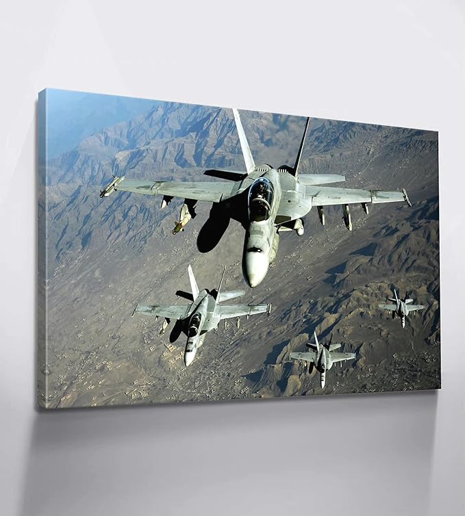 Airplane Wall Art F/A-18E/F Hornet Strike Fighter Aviation Art Prints Airplane Posters Plane Poster Jet Wall Art Airplane Poster Military Wall Art for Boys Room Bedroom Decor (28''Hx40''W)