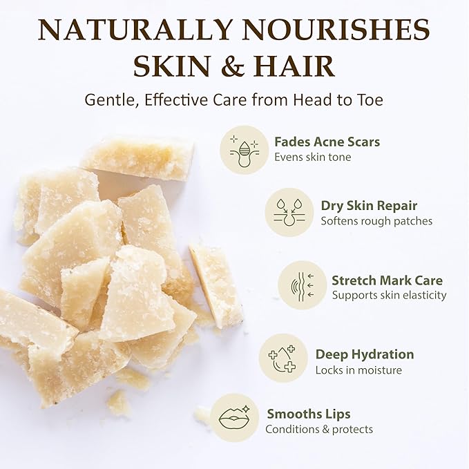 Era of Nature Cocoa Butter Raw – 100% Pure & Unrefined, Cold-Pressed Cacao – For DIY Skincare & Haircare – Deep Hydration for Skin, Hair, Lips – Stretch Mark & Scar Care – Natural Chocolate Scent, 8oz