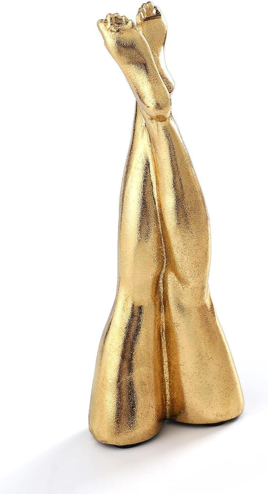 Golden Legs Sculpture Elegant Resin Home Decor Legs Statues Versatile Indoor/Outdoor Ornament, Bedroom, Office Desktop, Cabinets, Perfect (Straight Leg)