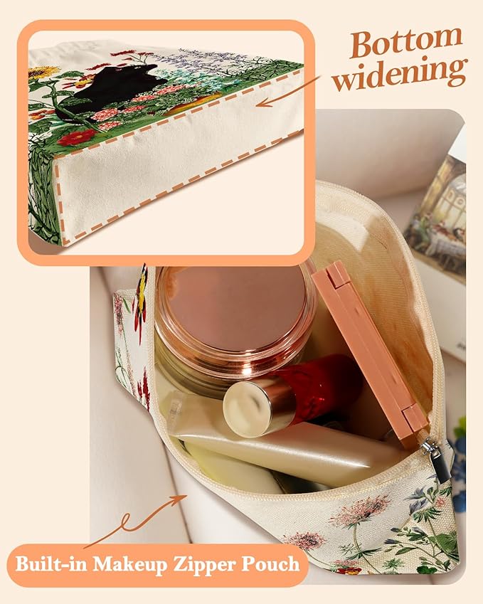 Aesthetic 2 Pack Canvas Tote Bag - with Makeup Zipper Pouch for Women Bag for Shopping, Gym, Travel, Vacation