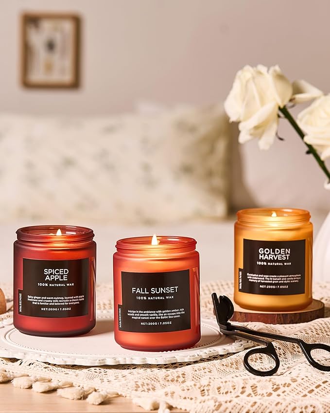 M&SENSE Golden Eucalyptus & Sage Highly Scented Candle, All Natural Soy Wax 2 Cotton Wick 7.05oz 50 Hours Slow Burning Candle Gifts for Birthday Holiday, Decorative for Home