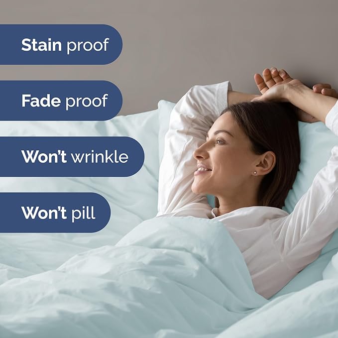 Duvet Cover Full Size Set - Extra Soft Full Size Duvet Cover 80 x 90 with 2 Pillow Shams - Hotel Luxury Easy Care and Fade Free with Zipper Closures & Ties - Comfy Breathable Bedding Set (Ice Blue)