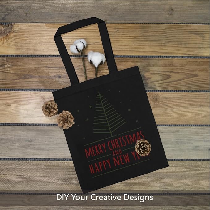 TOPDesign 30-Pack Economical 11.8"x13" Black Cotton Tote Bag, 5oz Lightweight Fabric, Small Reusable Grocery Shopping Cloth Bags, DIY Your Creative Designs