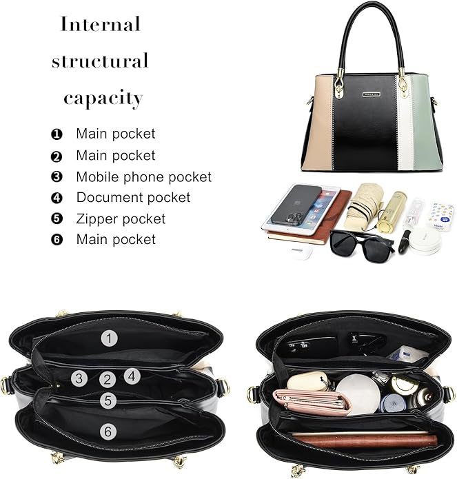 KURGOOL Women Purses and Handbags Top Handle Satchel Shoulder Bags Messenger Tote Bag for Ladie