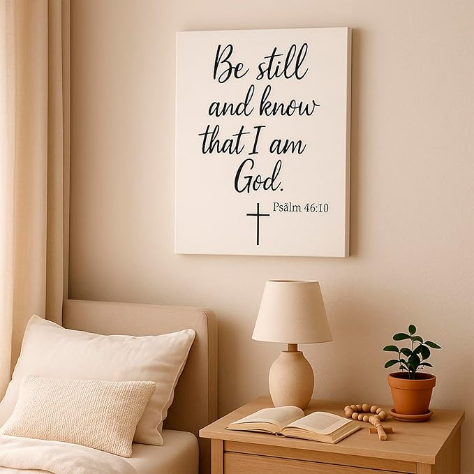 DoawBang “Be Still and Know” Psalm 46:10 Canvas Wall Art – 12x16 Inch Minimalist Bible Verse Scripture Print – Christian Decor for Prayer Room, Bedroom, Living Room or Office