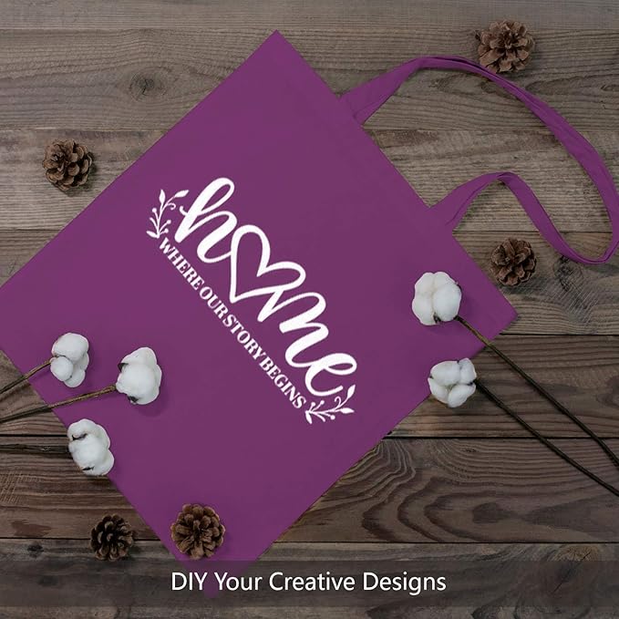 TOPDesign 12-Pack Economical 16"x15" Purple Cotton Tote Bag, Lightweight Medium Reusable Grocery Shopping Cloth Bags, Suitable for DIY, Advertising, Promotion, Gift, Activity