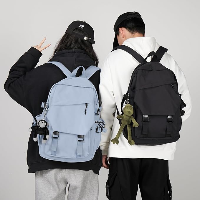 coowoz College Backpack Waterproof Black College Bags For Women Lightweight Travel Rucksack Casual Daypack Laptop Backpacks For Men Women(Grey Blue)