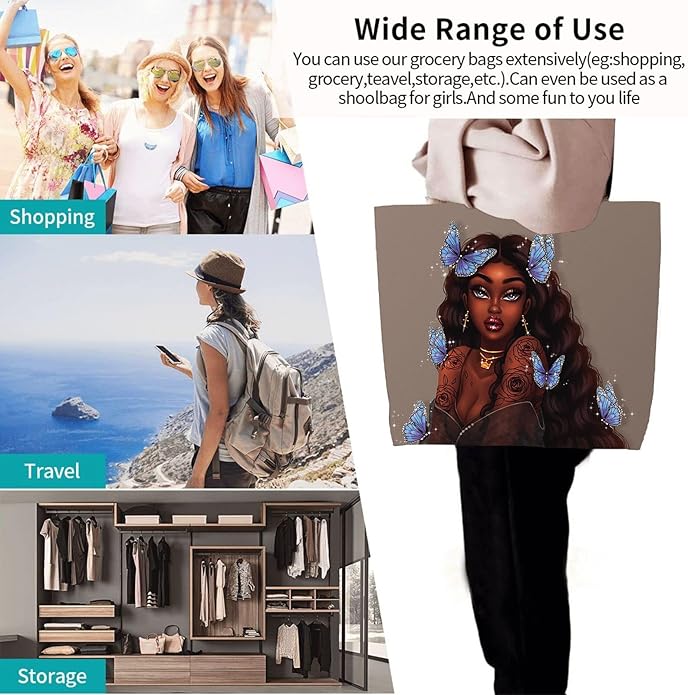 IAGM Women Tote Bags African American Woman Shoulder Bag Afro Black Girl Magic Satchel Handbags For Shopping,Work,Grocery,Gym