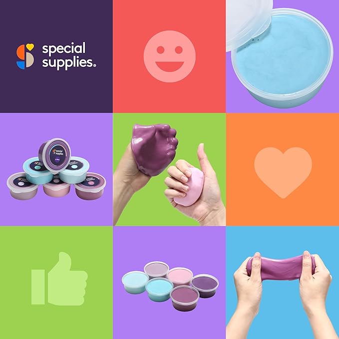 Special Supplies Therapy Putty for Kids and Adults - Resistive Hand Exercise Stress Relief Kit, Set of 6 Strengths, 3 Ounces of Each Putty - Unicorn Colors
