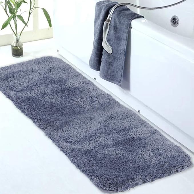Walensee Large Bathroom Rug (24 x 60, Blue) Extra Soft and Absorbent Shaggy Bath Mat Machine Washable Microfiber Non Slip Luxury Floor Mat