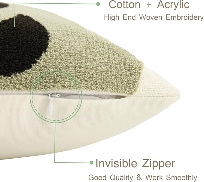 Merrycolor Abstract Boho Tufted Throw Pillow Covers 18x18 Mid Century Modern Pillow Covers Boho Pillows Decorative Throw Pillow Case Minimalist Bohemian Aesthetic Pillow Covers for Bed Couch Home,1PC