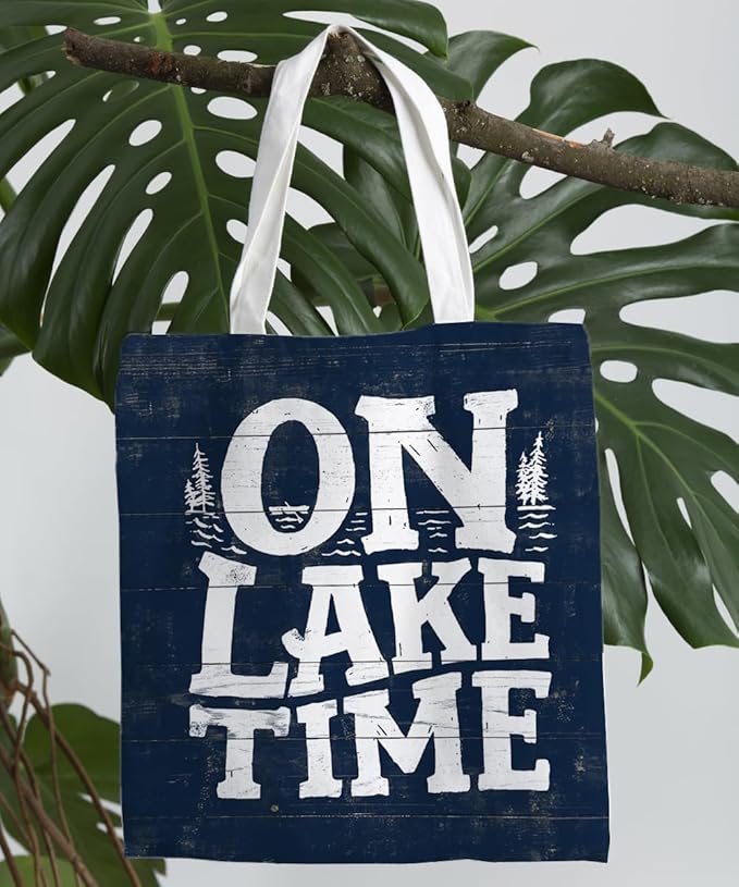 Lake Turtle Canvas Tote Bag for Women Teen Girls Gifts Cute Small Travel Work Tote Bags Reusable Grocery Bags Shoulder Bag