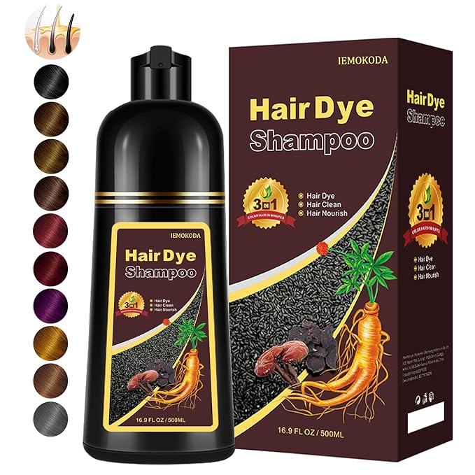 Instant Light Brown Hair Dye Shampoo for Gray Hair 3 in 1, Natural Hair Color Shampoo for Women Men Brown Colors in 10-15 mins, 100% Coverage Long Lasting Hair Dye 16.9 Fl Oz (Light brown)