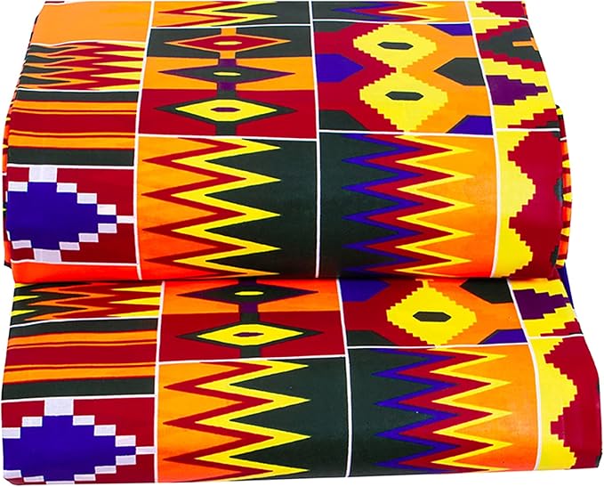 African Wax Fabrics 6 Yard 100% Cotton Ankara Kente Print Fabric for Party Dress