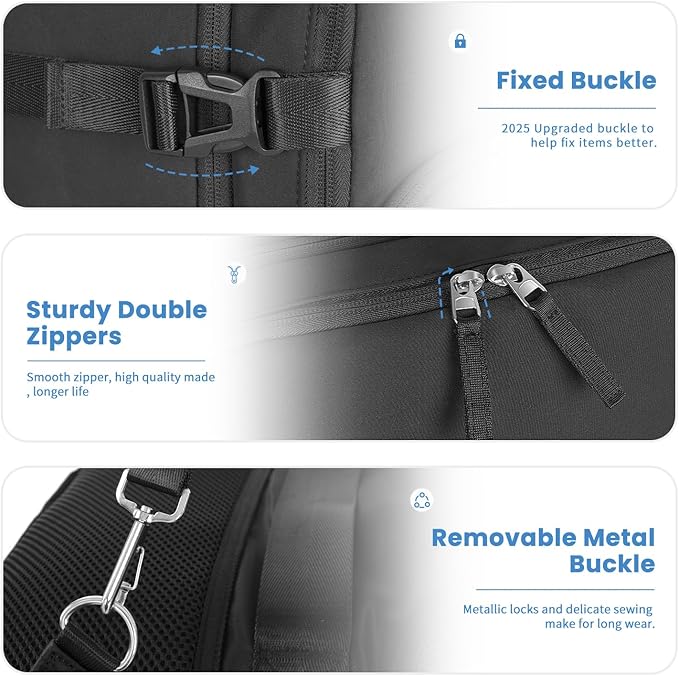 Travel Backpack, Carry on Flight approved Travel Bag with Multi-Pockets, Waterproof 17.3inch Laptop Backpack for Men Women, Black