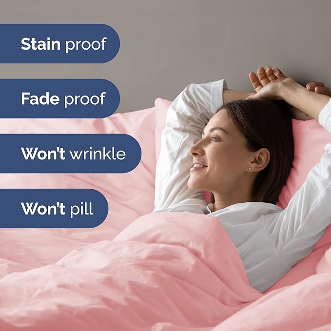 Duvet Cover Cal King Size Set - Extra Soft Cal King Size Duvet Cover 104 x 98 with 2 Pillow Shams - Hotel Luxury Easy Care and Fade Free w/Zipper Closures & Ties - Breathable Bedding Set (Baby Pink)