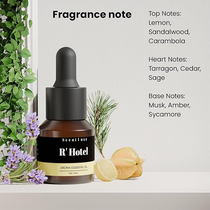 R' Hotel Diffuser Oil - Inspired by Ritz Carlton New York Scent Diffuser Oil for Home Premium Fragrance Oil for Ultrasonic and Waterless Diffusers and Crafting - 15 mL