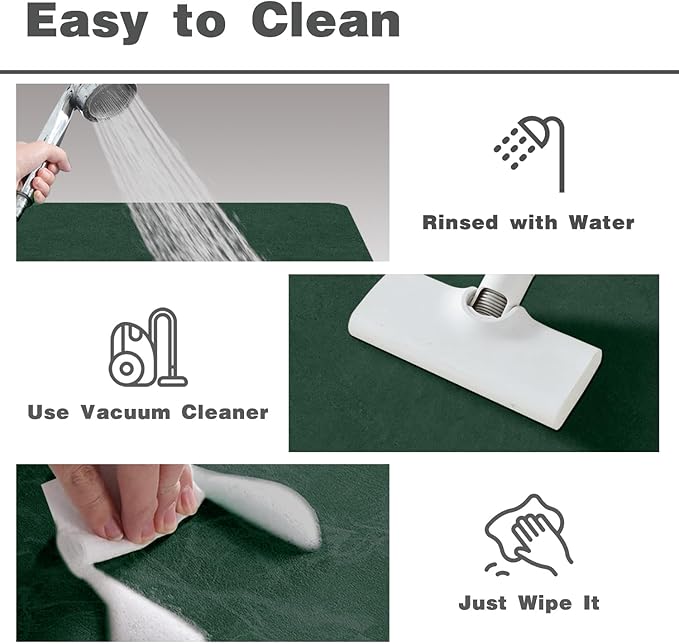 Bathroom Mat Quick Dry, Bathroom Rugs Non Slip Washable Thin Absorbent Bath Mat Fits Under Door Bathroom Floor Mat Perfect for Bath, Shower, or Sink 36"x48" Dark Green