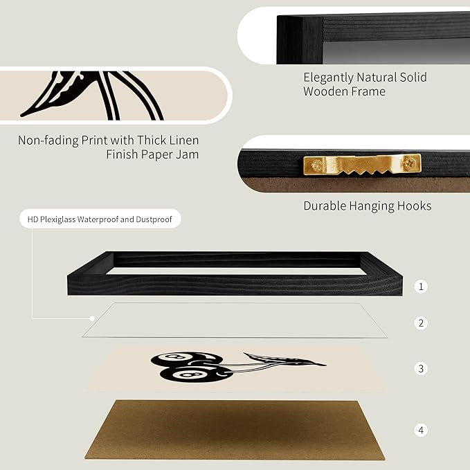 Heiple Framed Set of 3 Poker Wall Art Lucky You Poster, Trendy Retro Print Wall Decor for Queen of Hearts Wall Art Rustic Vintage Farmhouse Home Wall Decor（Black 12"x16"）