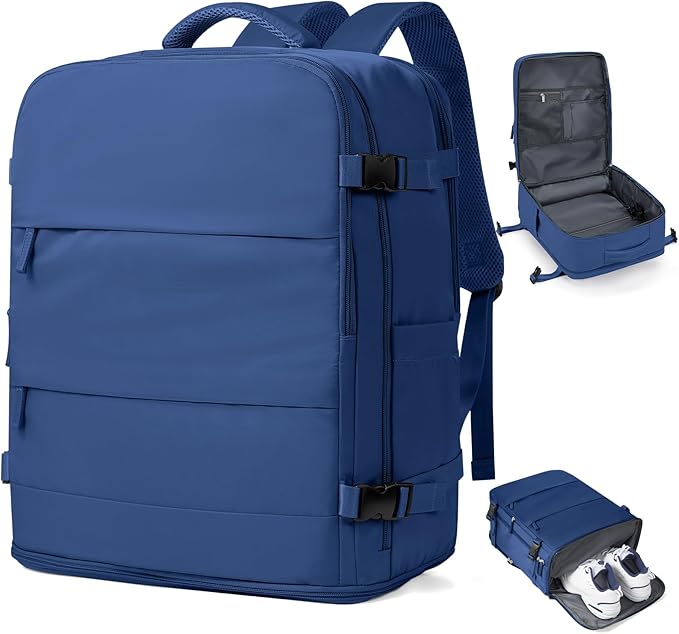 coowoz Travel Backpack for Women Man Carry On Backpack Mochila de Viaje Waterproof Teacher Personal Item Backpacks Travel Bag Essentials Rucksack Airplane Accessories Must Haves Royal Blue