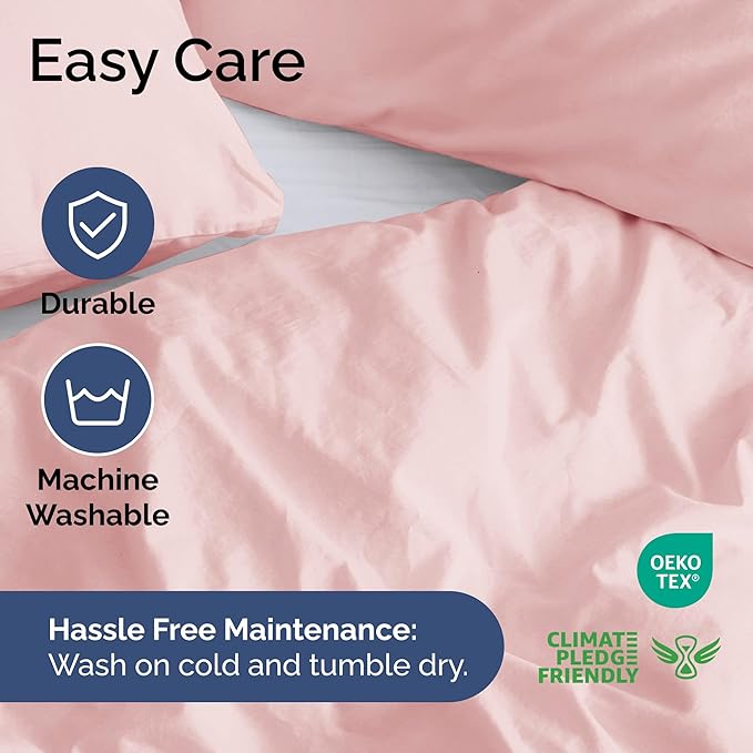 Duvet Cover Cal King Size Set - Extra Soft Cal King Size Duvet Cover 104 x 98 with 2 Pillow Shams - Hotel Luxury Easy Care and Fade Free w/Zipper Closures & Ties - Breathable Bedding Set (Baby Pink)