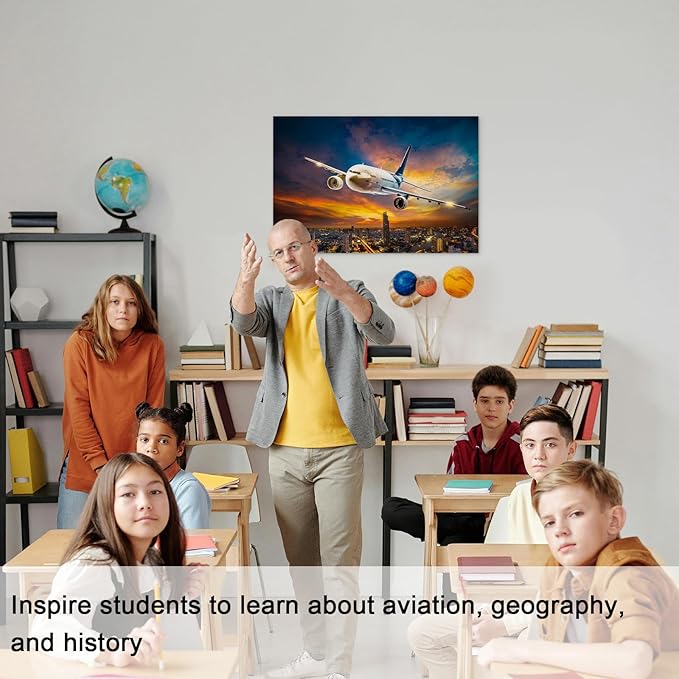 Mistyefly Airplane Canvas Wall Art with Inner Wooden Frame - Aviation Decor & Plane Themed Art for Office or Living Room - Lightweight & Easy to Hang, 12x18 Inches