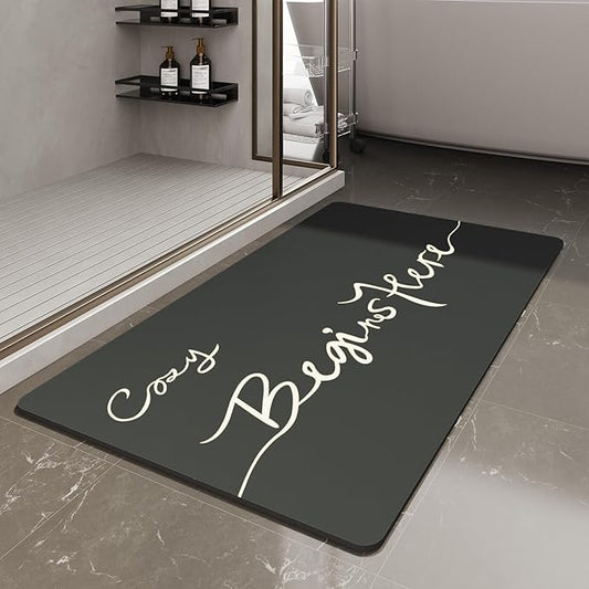 Bath Mat-Bathroom Mat Rug Non Slip Super Absorbent Stain Resistant Quick Dry Thin Bathroom Rug-Bath Mats for Bathroom Floor Bathtub Vanity-Bathmat Bath Rug Easy Care-24"x35",Black