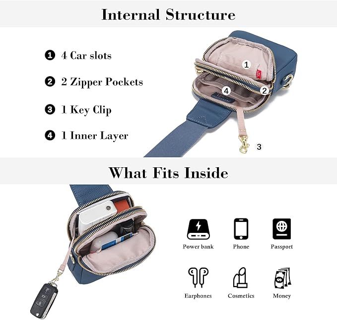 INICAT Travel Small Sling Bag Leather Crossbody Bags for Women Fanny Packs Cross Body Bag for Woman Cross Body Purses