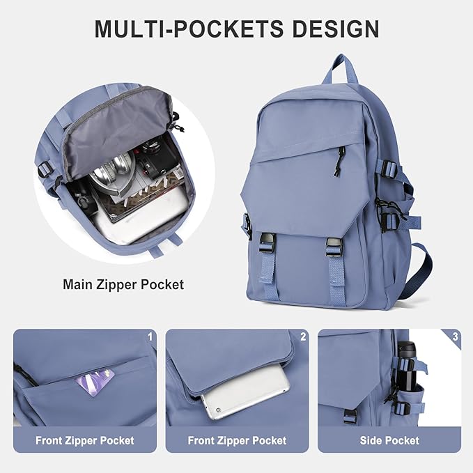 coowoz College Backpack Waterproof Black College Bags For Women Lightweight Travel Rucksack Casual Daypack Laptop Backpacks For Men Women(Blue Purple)