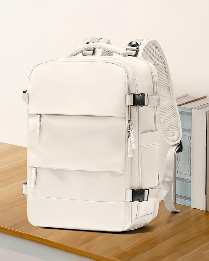 coowoz Large Travel Backpack Carry On for Women Man Gym Backpacks with Laptop Compartment Mochila de Viaje Teacher Personal Item Backpack Rucksack Airplane Accessories Must Haves Beige