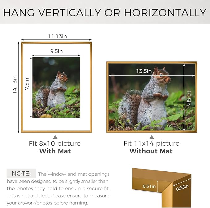 Golden State Art 11x14 Picture Frame 3 Pack - Aluminum Frames with 8x10 Removable Mats & Real Glass, Display 11x14 Posters or 8x10 Photos - Bronze Gallery Wall Frames for Home Office Decor