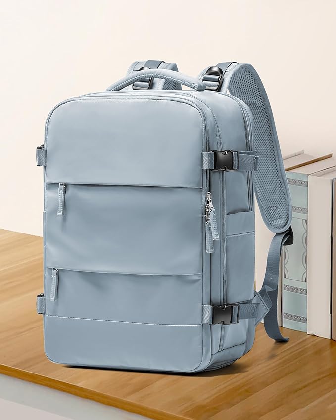 coowoz Travel Backpack For Women Men,Carry On Backpack,Hiking Backpack Waterproof Outdoor Sports Rucksack Casual Daypack travel essentials（Gray Blue）