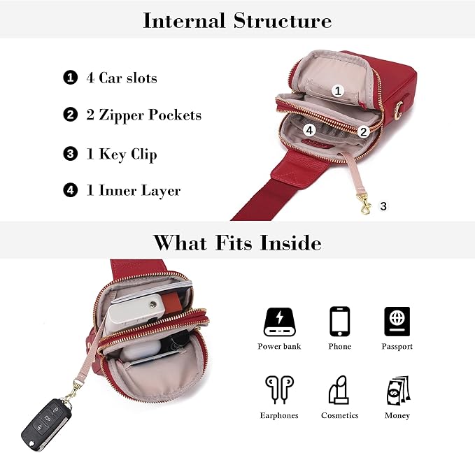 INICAT Travel Small Sling Bag Leather Crossbody Bags for Women Fanny Packs Cross Body Bag for Woman Cross Body Purses