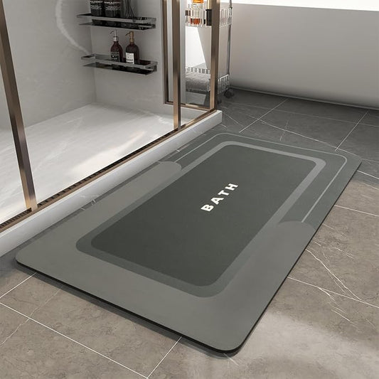 MontVoo Bath Mat - Non Slip Super Absorbent Stain Resistant Quick Dry Thin Bath Mat - 17"x35" Dark Grey