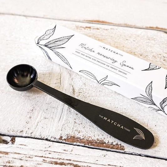 Black Matte Stainless Steel 1 Gram (1/2 Teaspoon) Matcha Measuring Spoon for Perfect Matcha Lattes.