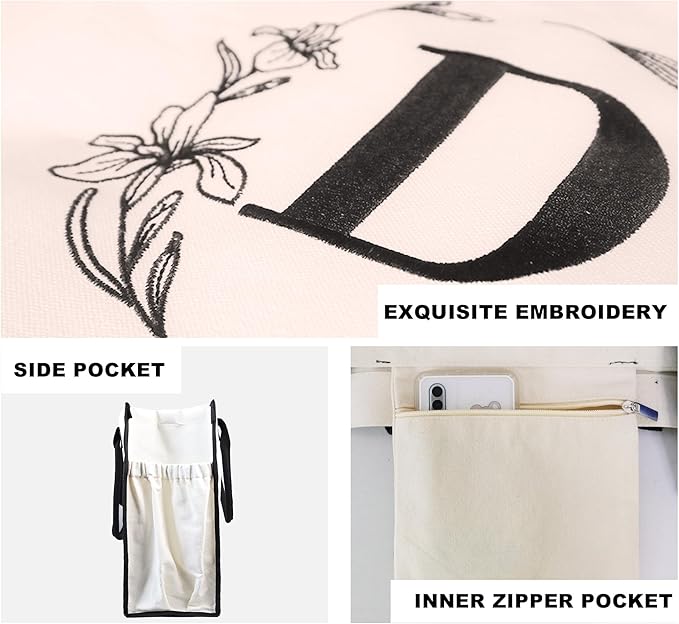 BeeGreen Embroidery Monogram Initial Tote Bag for Women Teacher Mom Friend Personalized Gift for Birthday Beach Work Wedding