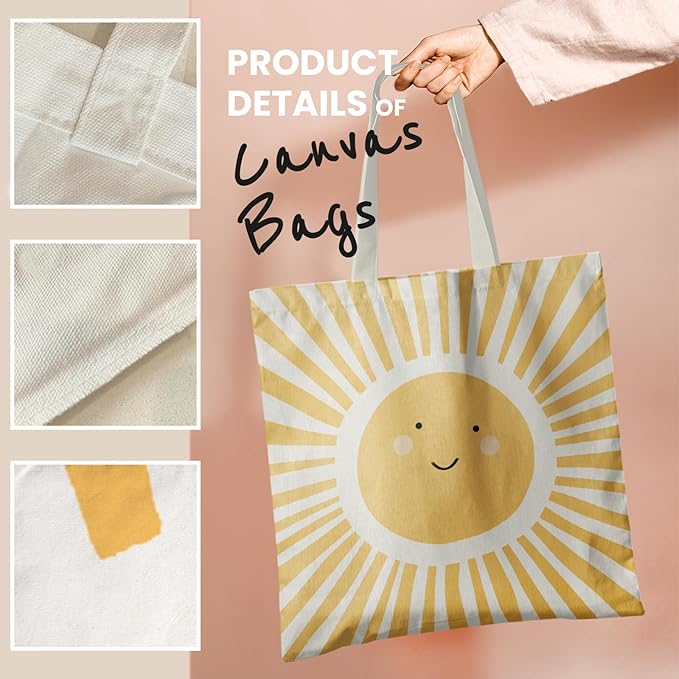 Cute Tote Bags, Sunshine Canvas Tote Bag for Women, Funny Sun Tote Bag, Sunshine Gifts for Women, Sunshine Reusable Grocery Bags Shopping Bags