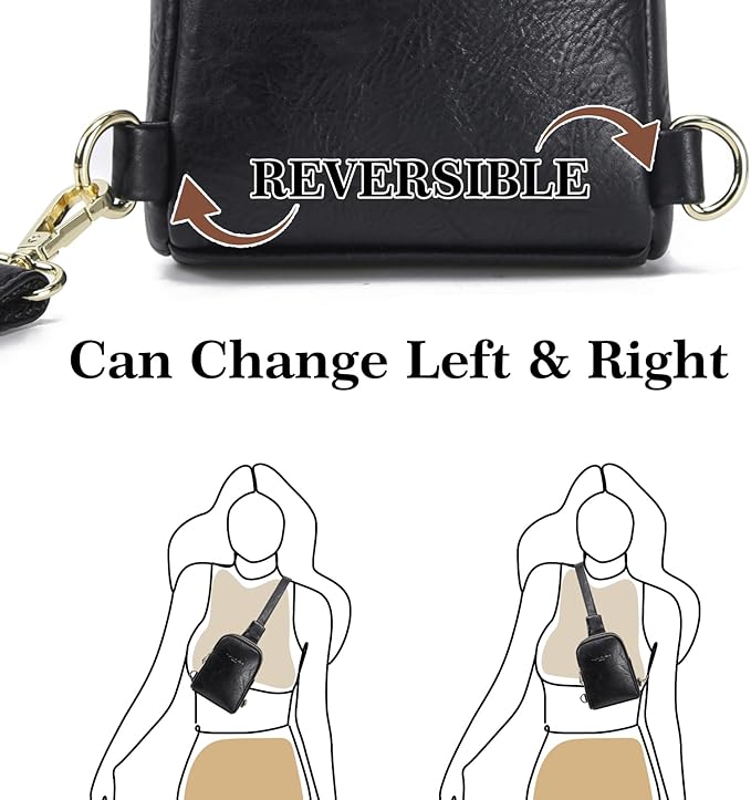 INICAT Travel Small Sling Bag Leather Crossbody Bags for Women Fanny Packs Cross Body Bag for Woman Cross Body Purses