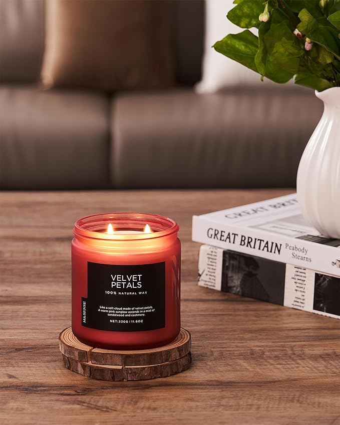 M&SENSE Velvet Petals Soy Candles for Home Scented, Organic Natural Soy Wax 11.6oz 70 Hour Long Lasting, Luxury Floral Scented Candle Gifts for Women