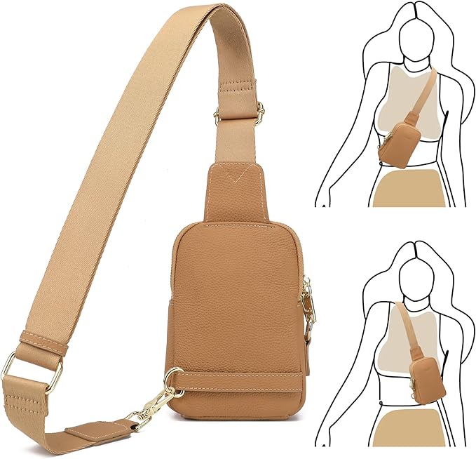 INICAT Travel Small Sling Bag Leather Crossbody Bags for Women Fanny Packs Cross Body Bag for Woman Cross Body Purses