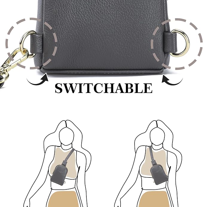 INICAT Travel Small Sling Bag Leather Crossbody Bags for Women Fanny Packs Cross Body Bag for Woman Cross Body Purses