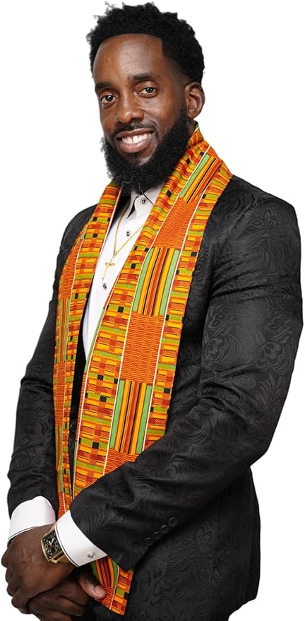 Dupsie's 1pc Kente African Print Graduation Stole, Made in Africa Black History, Festivals, Cultural, HBCU, Graduate, Schools
