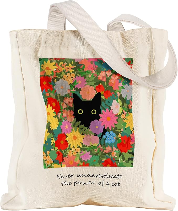 Aesthetic Heavy Canvas Tote Bag with Pocket for Women, Cloth Gusseted Totes Bag with Pattern for Shopping