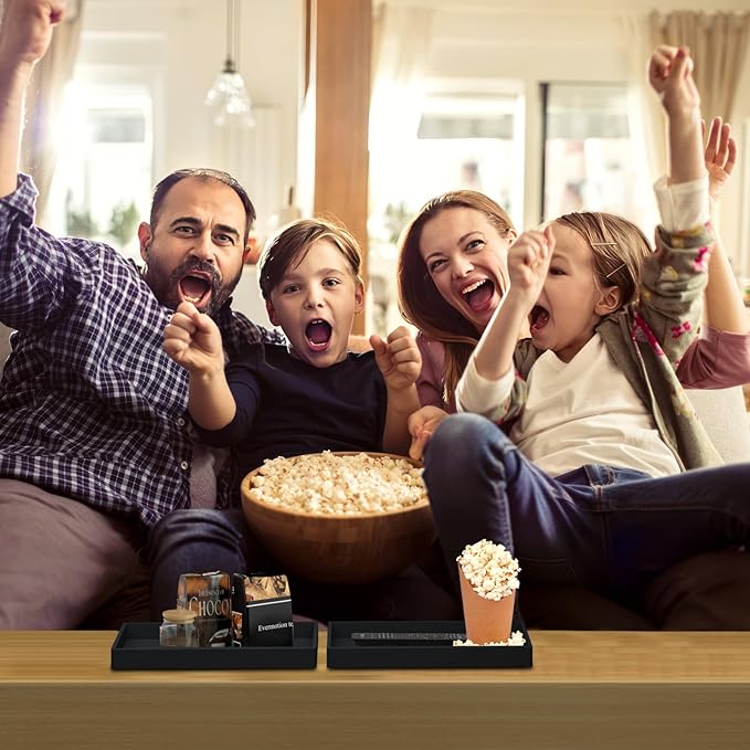 BBK Bathroom Vanity Tray 7.8 in - 2 Pack(Small) Silicone Bathroom Tray for Counter, Perfume Key Trinket Ring Tray, Decor Soap Dispenser Countertop Tray for Kitchen Sink Organization (Black)