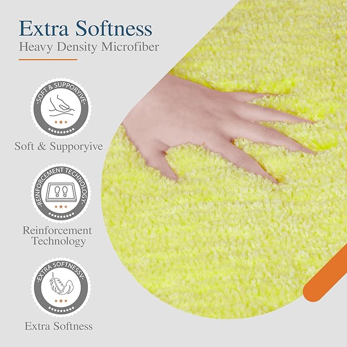 Walensee Large Bathroom Rug (24 x 72, Yellow) Extra Soft and Absorbent Shaggy Bath Rug Machine Washable Microfiber Bath Mat Non Slip Bath Mat, Luxury Bathroom Floor Mats