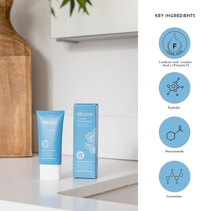 BOLDEN F-Hydra Moisturizer | Daily Face Cream to Hydrate & Moisturize Dry Skin | Made with Ceramides, Peptides, & Vitamin F | 1.7 Fl Oz