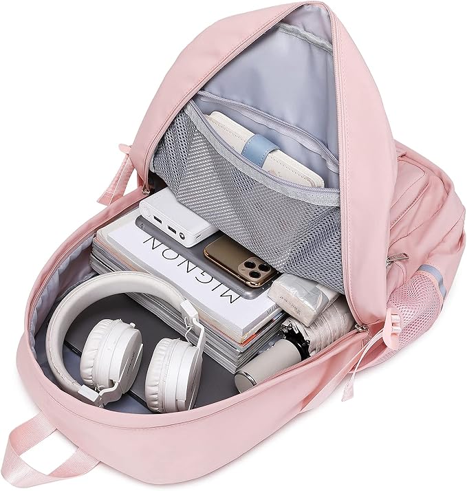 abshoo Big Student Laptop Backpack For College Women Middle High School Teen Girls Bookbag Travel Daypack (Pink)