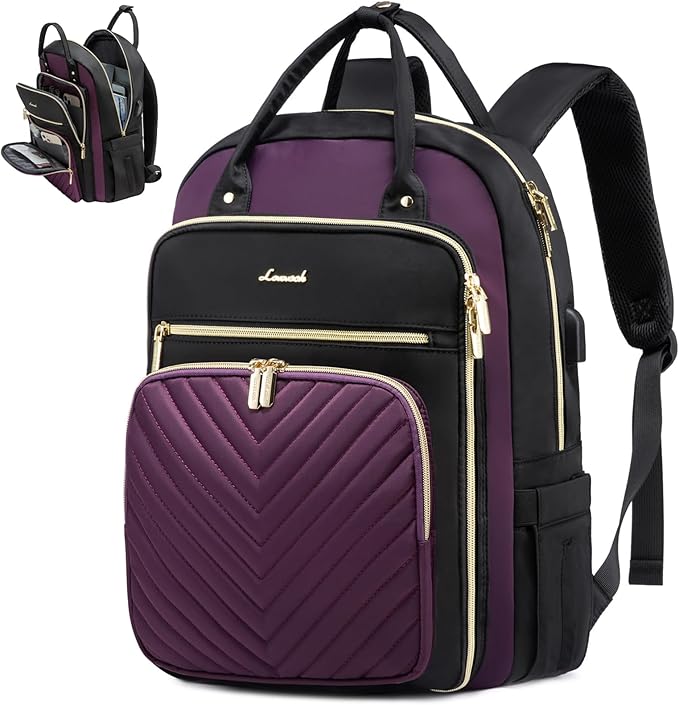 LOVEVOOK Laptop Backpack for Women, Water Resistant Travel Work Backpacks Purse Stylish Business Teacher Nurse Computer Bag with USB Charging Port, Fits 15.6" Laptop